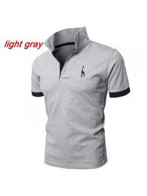Men's Embroidered Solid Polo Shirt Male Casual Business Golf T-shirt Sports Tops