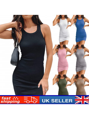Women Ladies Casual Summer Sleeveless Mini Sexy Tank Top Camisole Club Dress UK