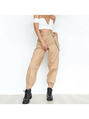 Fashion Women Harem Pants High Waist Camo Pant Loose Chain Cargo Casual Trouser