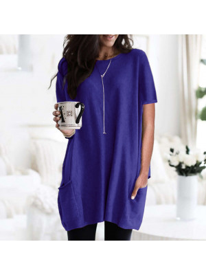 Womens Short Sleeve Pullover Tops Ladies Loose Casual Tunic Blouse Jumper T-shirt