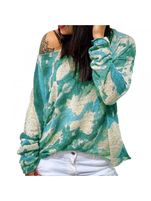 Womens Casual Tie dye Loose Fit Tee T-Shirt Ladies Long Sleeve Tunic Tops Blouse