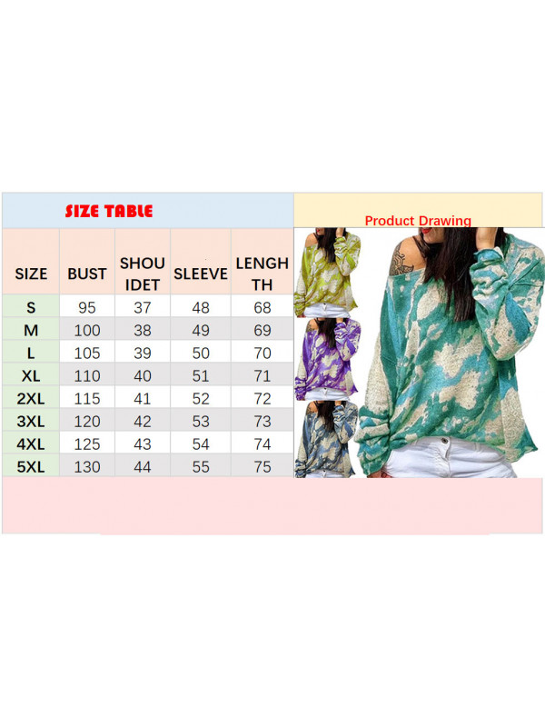 Womens Casual Tie dye Loose Fit Tee T-Shirt Ladies Long Sleeve Tunic Tops Blouse