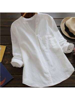 Women Cotton Linen Casual Blouse Ladies Baggy T-Shirt Floral Top Summer 7 Coloer