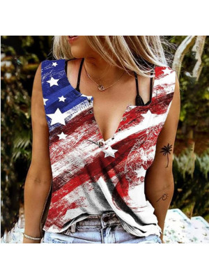 Womens Sleeveless Loose Tank Tops Blouse Ladies Buttons Summer Vest T Shirts