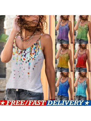 Plus Size UK Womens Cami Vest V Neck Tank Tops Ladies Casual Camisole Sleeveless