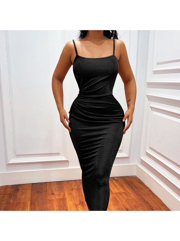 Women Ribbed Long Bodycon Maxi Dress Cami Bandage Slim Fit Party Dating Clubbing