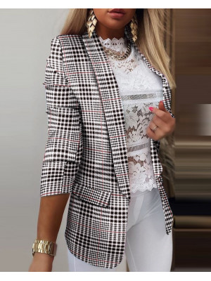 Women Long Sleeve Tie-dye Slim Blazer Coat Ladies Work Jacket Formal Suit Plus