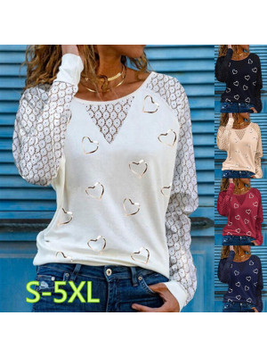 Womens Autumn Pullover T Shirt Blouse Ladies Long Sleeve Loose Casual Tee Tops