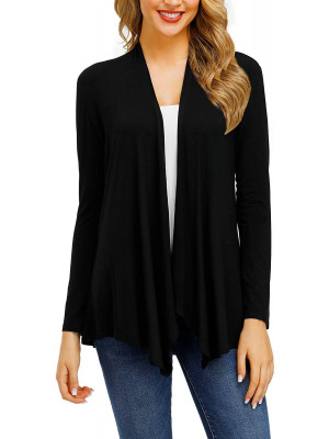 Womens Plain Knitted Cardigan Coats Ladies Open Front Long Sleeve Blouse Tops