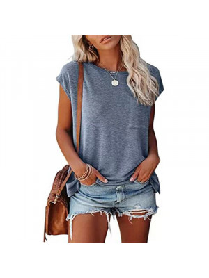 Fashion Women T-Shirt Summer Pocket Blouse Ladies Short Sleeve Tops Casual Tee
