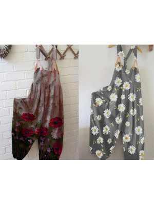 Womens Casual Loose Printing Rompers Playsuit Jumpsuit Flower Trousers Summer UK