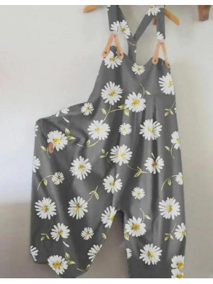 Womens Casual Loose Printing Rompers Playsuit Jumpsuit Flower Trousers Summer UK
