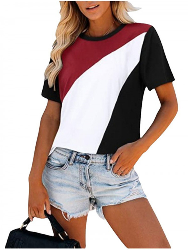 Womens Ladies Round Neck Summer Tops Blouse Pullover Short Sleeve T Shirt Tee UK