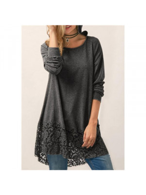 Womens Casual Lace Hooded Long Sleeve Pullover Tops Blouse Tunic T Shirt Hoodie