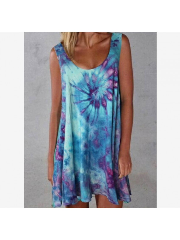 Womens Short Sleeve Ladies Boho Flower Hippie Retro Print Summer Sling Dresses
