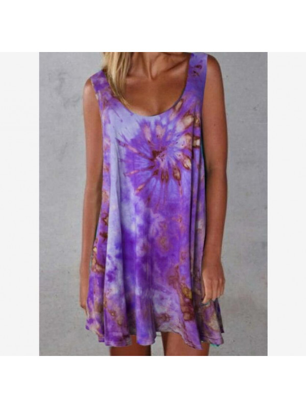 Womens Short Sleeve Ladies Boho Flower Hippie Retro Print Summer Sling Dresses