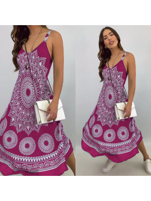 BOHO Women V-Neck Wrap Maxi Dress Ladies Summer Holiday Retro Beach Sundress