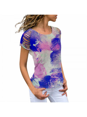 Summer Womens Pullover Tee T-Shirts Blouse Short Sleeve Ladies Baggy Tops