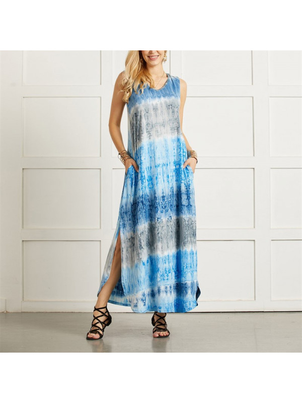 Plus Size Summer Womens Sleeveless Long Dress Ladies Beach Holiday Maxi Sundress