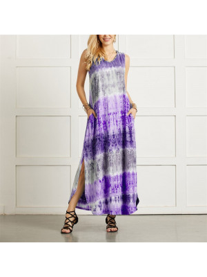 Plus Size Summer Womens Sleeveless Long Dress Ladies Beach Holiday Maxi Sundress