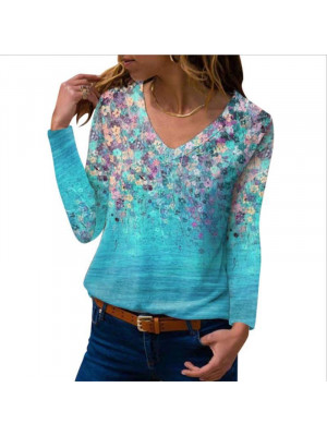 Womens Basic Pullover Loose Blouse UK Ladies T Shirt Tee Floral Long Sleeve Tops
