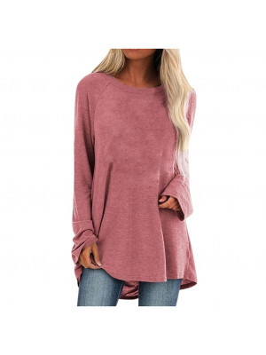 Womens Long Sleeve T-Shirt Casual Ladies Winter Tops Pullover Blouse Plus Size