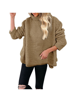 Womens Ladies Winter Fleece Fluffy Sweater Jumper Warm Teddy Bear Pullover Tops