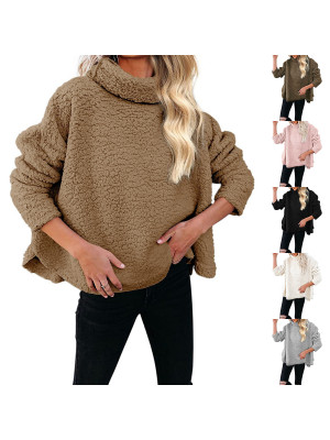 Womens Ladies Winter Fleece Fluffy Sweater Jumper Warm Teddy Bear Pullover Tops