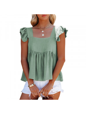 Womens Summer Sleeveless Floral Ruffle Vest Tops Ladies Casual Tank Blouse Shirt