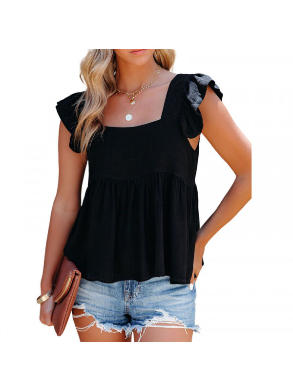 Womens Summer Sleeveless Floral Ruffle Vest Tops Ladies Casual Tank Blouse Shirt