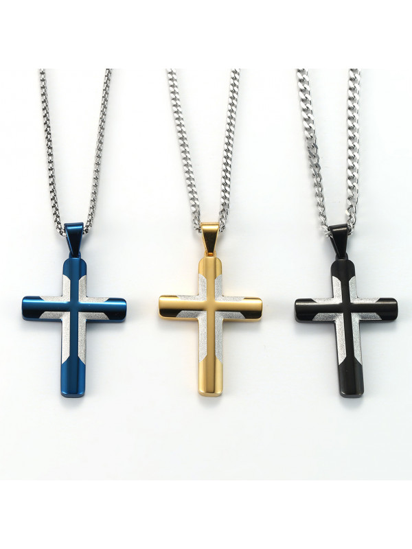 Women Chain Necklace Cross Stainless Steel Pendant Crucifix Jesus Jewelry