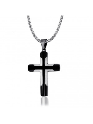 Women Chain Necklace Cross Stainless Steel Pendant Crucifix Jesus Jewelry