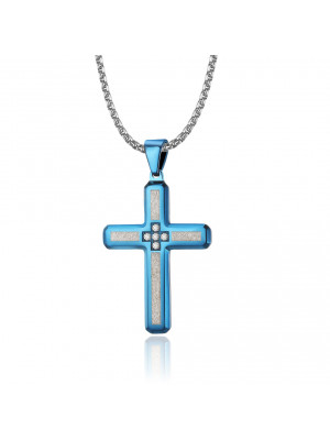 Hip Hop Women's Cross Stainless Emery Pendant Necklace Tennis Chain Jesus Jewelry 