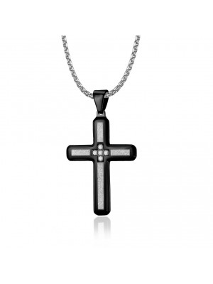 Hip Hop Women's Cross Stainless Emery Pendant Necklace Tennis Chain Jesus Jewelry 