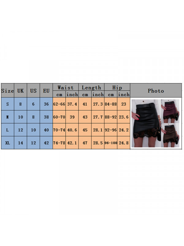 Womens Sexy Bodycon Lace Zipper Mini Skirt Evening Party Wet Look Pencil Dress