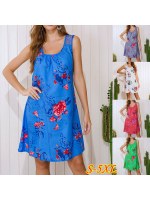 Women Summer Sexy Boho Lace Mini Dress Party Beach Dresses Sundress Floral Print