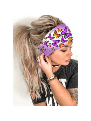 Nonslip Women Sweatband Elastic Yoga Hairband Bandana Sports Headband Running Fashion Butterfly Print Hair Band Unisex