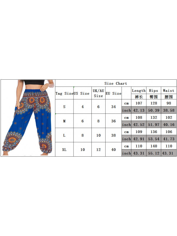 Womens Ladies Floral Print Casual Trousers Summer Loose Joggers Pants Plus Size