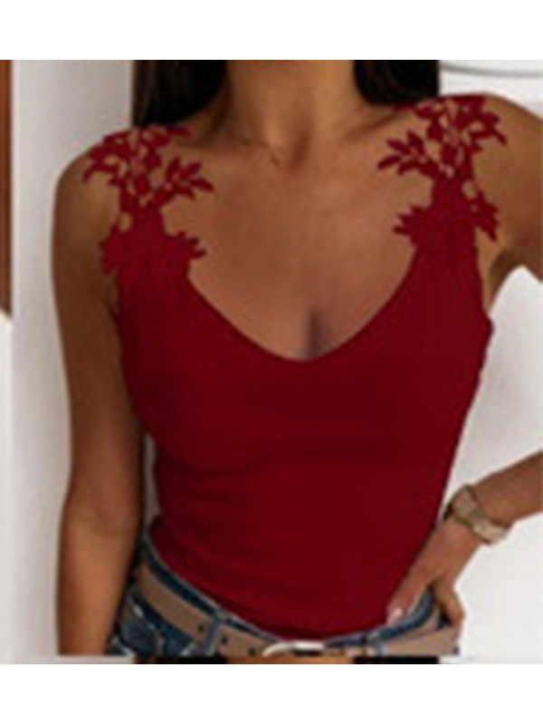 Women Summer Sexy Lace Print Blouse Tank Vest Ladies Cami Tops T Shirt Plus Size