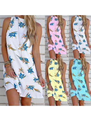 Plus Size UK Womens Summer Flower Dress Ladies Sleeveless Beach Holiday Sundress