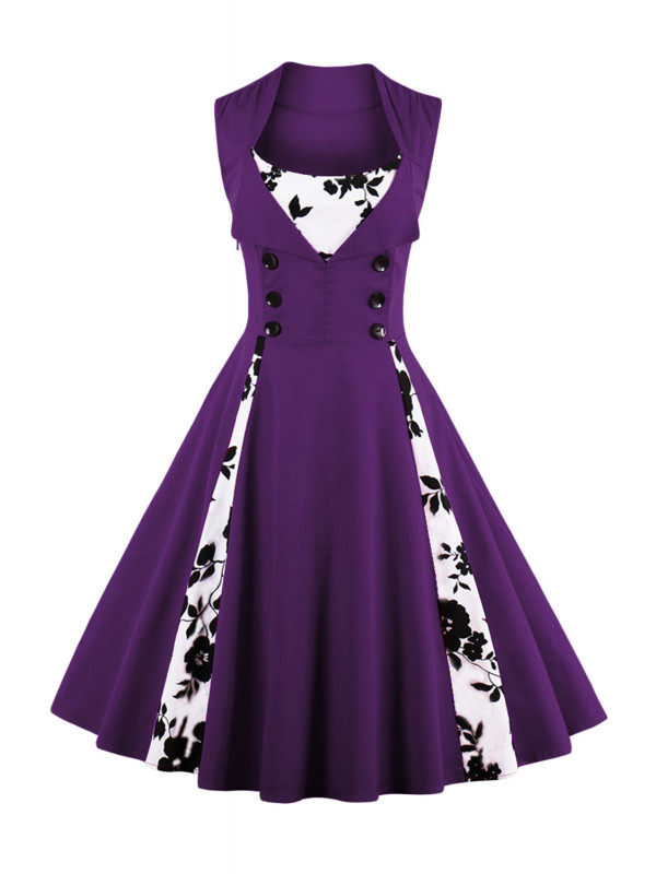 UK Womens Vintage Style 1950s 60s Rockabilly Evening Party Swing Dress Plus Size