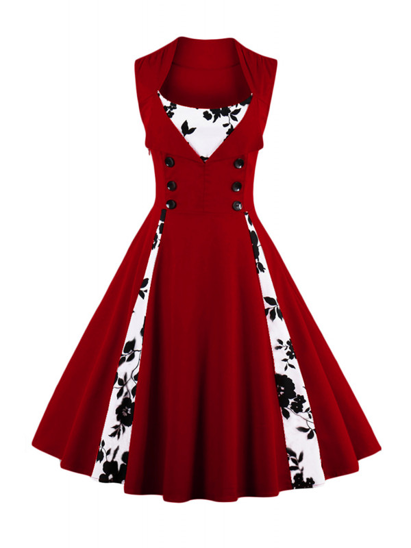 UK Womens Vintage Style 1950s 60s Rockabilly Evening Party Swing Dress Plus Size
