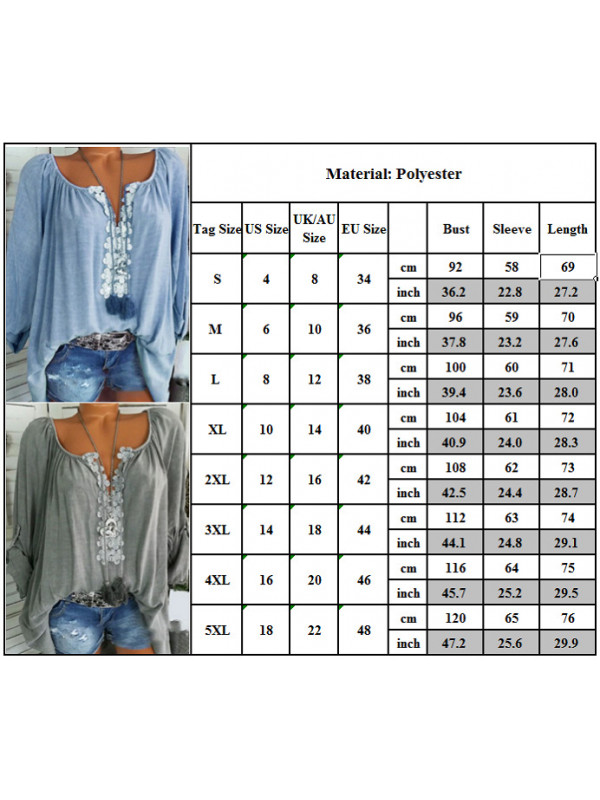 Plus Size Womens V Neck Long Sleeve Blouse Loose T Shirt Casual Tunic Baggy Tops