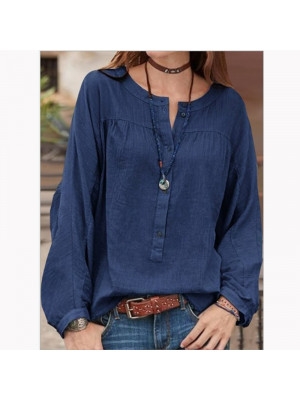 Plus Size Womens Blouse Ladies V Neck Long Sleeve Loose Tunic T-Shirt Casual Top