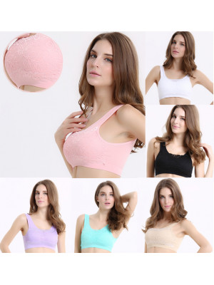 Womens Seamless Lace Gym Fitness Sport Bra Crop Tube Tops Ladies Yoga Activewear
