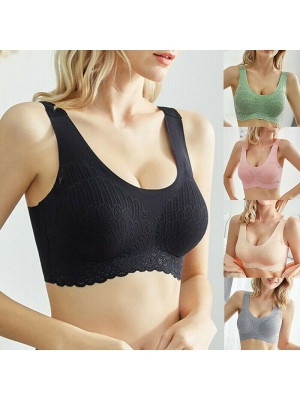Women Wireless Padded Sports Bras Support Tops Ladies Seamless Yoga Push Up Vest