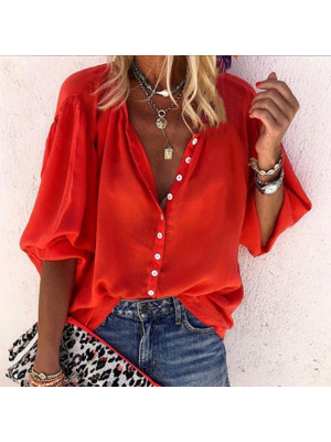 Summer Womens Casual Blouse Shirt Ladies V-Neck short sleeve Tops plus Size