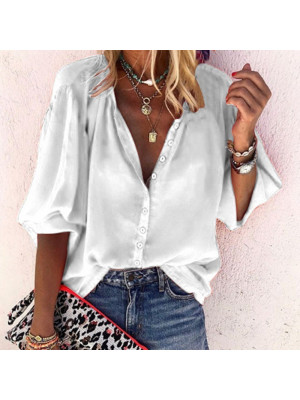 Summer Womens Casual Blouse Shirt Ladies V-Neck short sleeve Tops plus Size