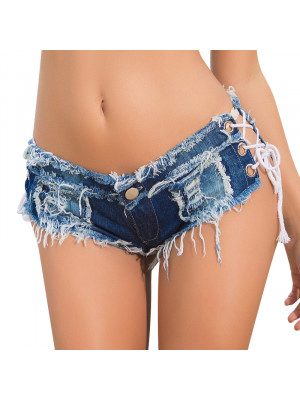 Sexy Womens Lace Up Mini Denim Shorts Jeans Lady Low Waist Nightclub Hot Pants 