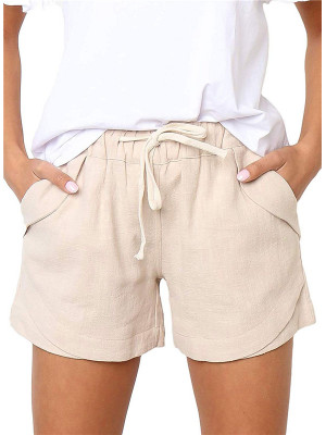Womens Shorts Elastic Waist Drawstring Summer Beach Casual Sport Yoga Hot Pants